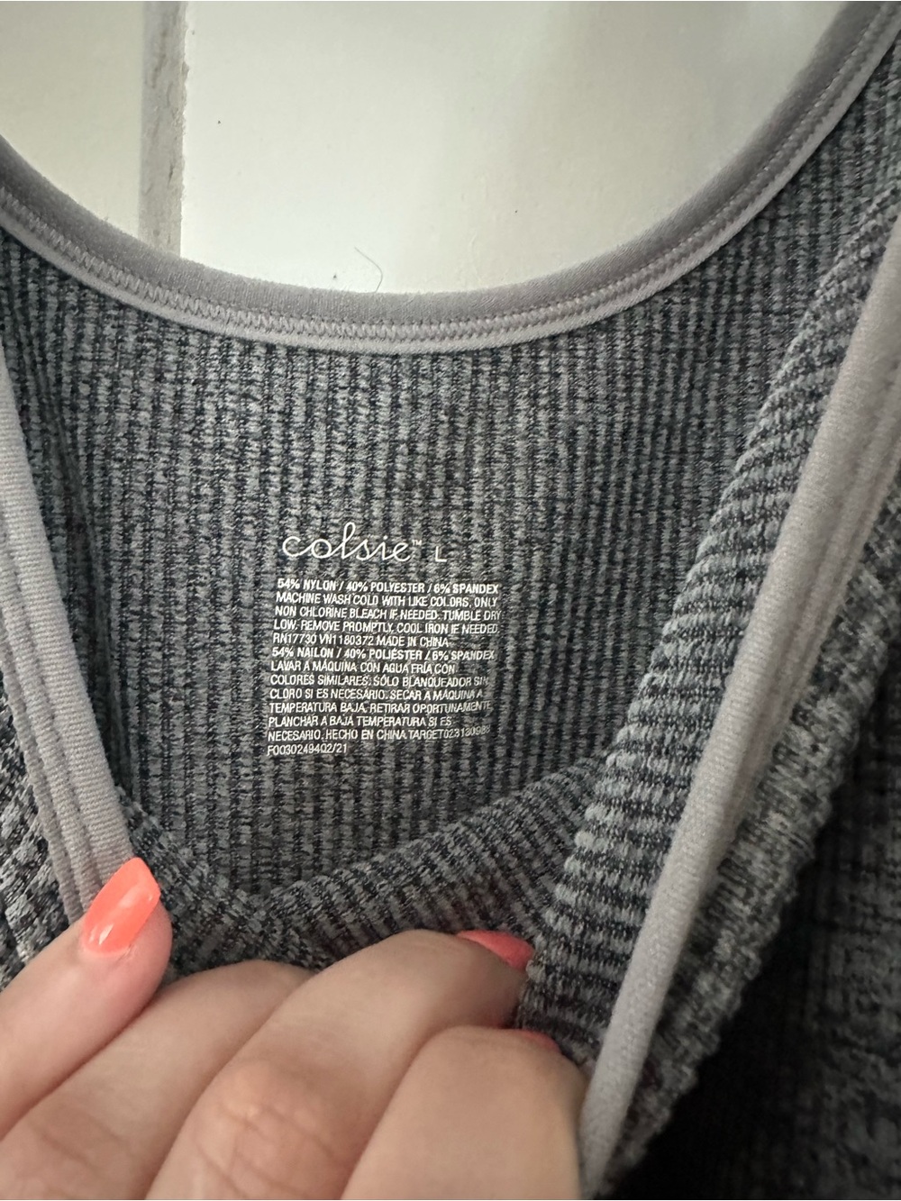 Colsie Grey Ribbed Tank Bodysuit - Picture 2 of 2